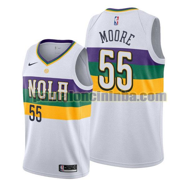Canotta Uomo basket E'Twaun Moore 55 New Orleans Pelicans Bianca City Edition 2020