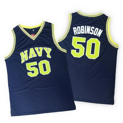 maglie basket ncaa navy midshipmen david robinson 50 blu