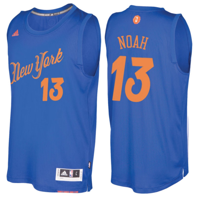 maglia basket new york knicks natale 2016 joakim noah 13 blu