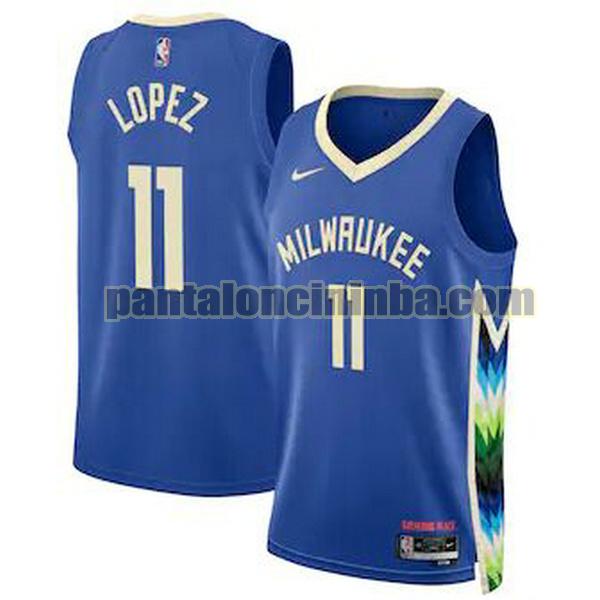 Maglie Uomo basket Lopez Milwaukee Bucks Blu 2022 2023