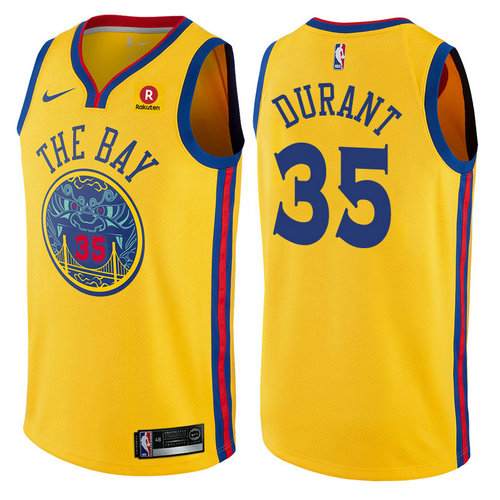 maglia kevin durant 35 2017-2018 golden state warriors d'oro