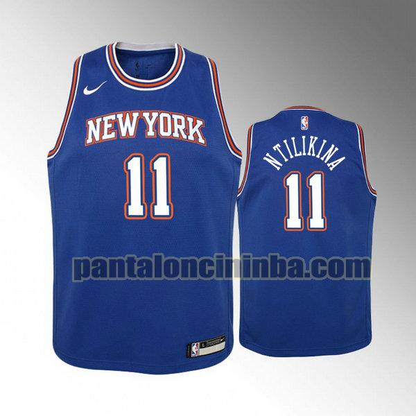 Canotta Bambino basket frank ntilikina 11 New York Knicks Blu City Edition 2020