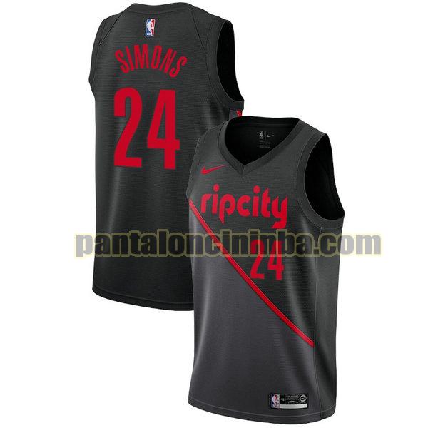 Canotta Uomo basket Anfernee Simons 24 Portland Trail Blazers Nero City Edition 19-20