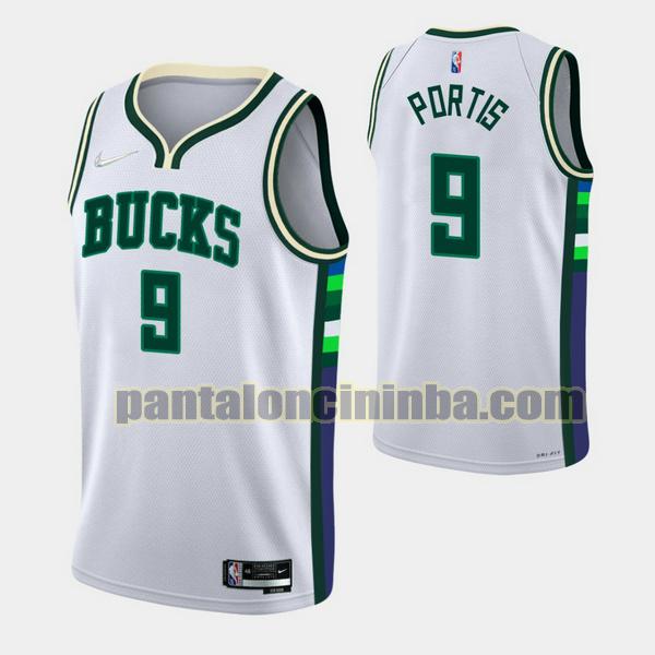 Canotta Uomo basket Bobby Portis 9 Milwaukee Bucks Bianca 2021-2022