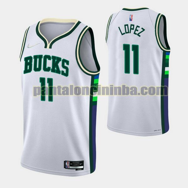 Canotta Uomo basket Brook Lopez 11 Milwaukee Bucks Bianca 2021-2022