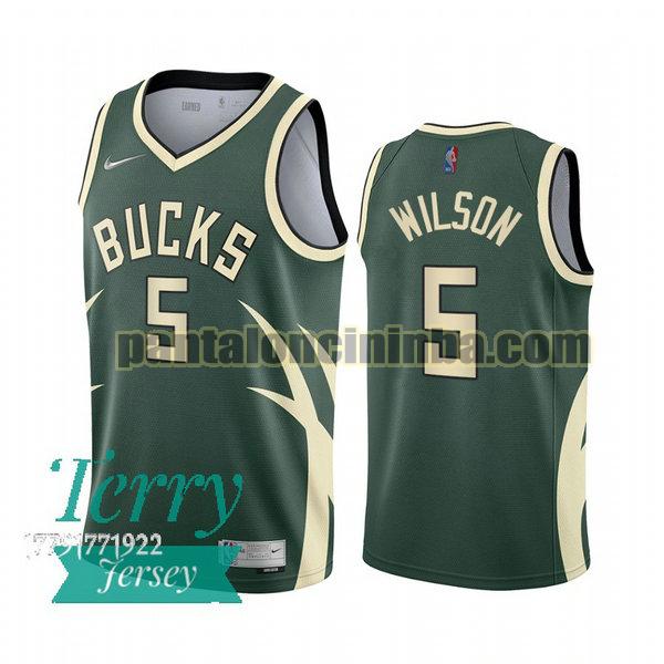 Canotta Uomo basket D.J. Wilson 5 Milwaukee Bucks Verde 2021