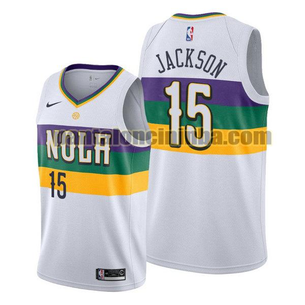 Canotta Uomo basket Frank Jackson 15 New Orleans Pelicans Bianca City Edition 2020