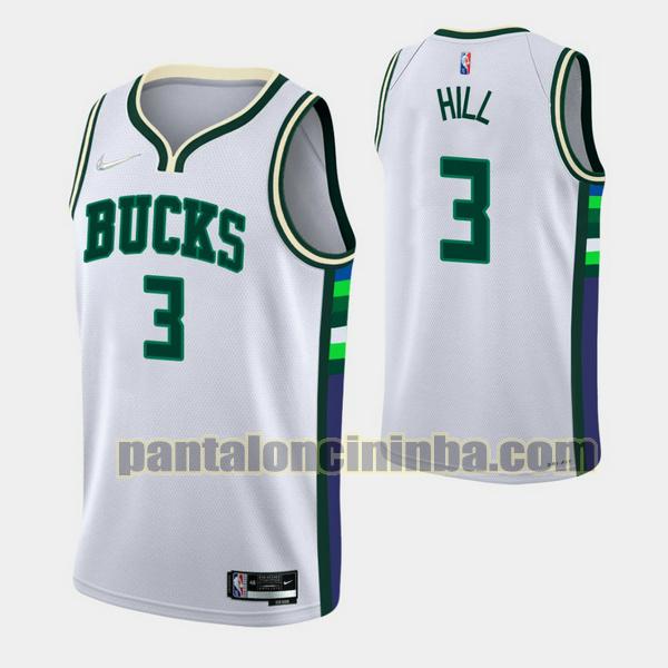 Canotta Uomo basket George Hill 3 Milwaukee Bucks Bianca 2021-2022