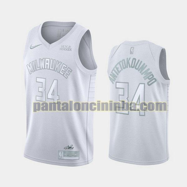 Canotta Uomo basket Giannis Antetokounmpo 34 Milwaukee Bucks Bianca MVP 2019