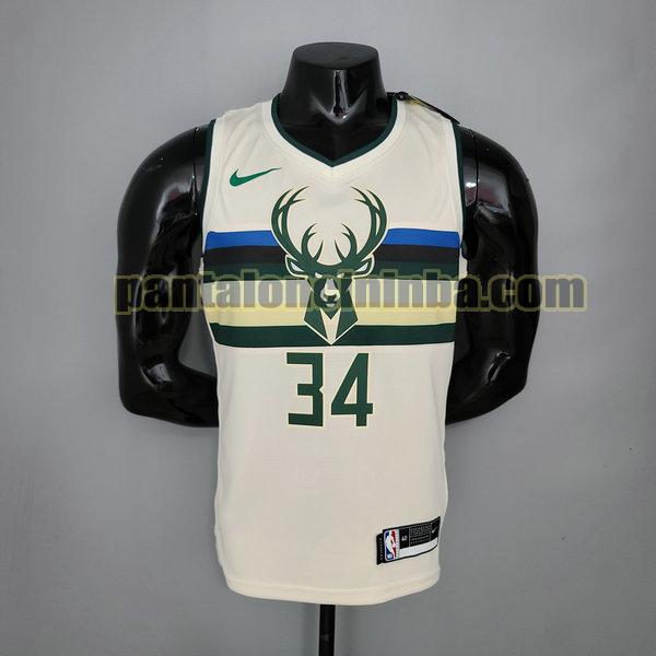 Canotta Uomo basket Giannis Antetokounmpo 34 Milwaukee Bucks Bianca Versione Fan