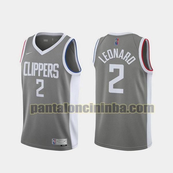 Canotta Uomo basket Kawhi Leonard 2 Los Angeles Clippers Grigio 2021