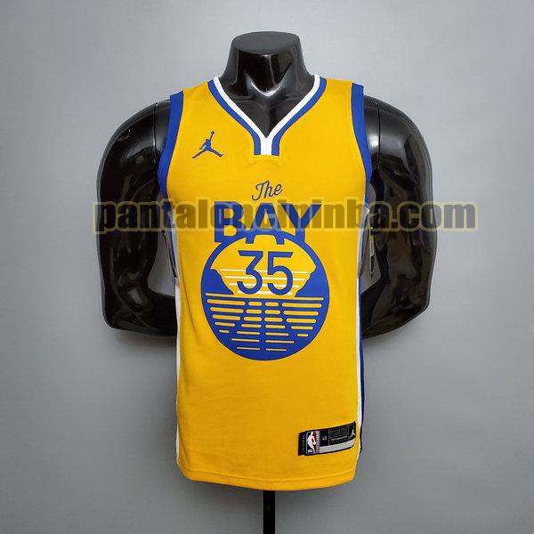 Canotta Uomo basket Kevin Durant 35 Golden State Warriors Giallo Versione Fan