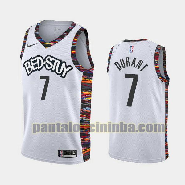 Canotta Uomo basket Kevin Durant 7 Brooklyn Nets Bianca City Edition 2020