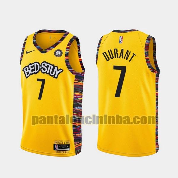 Canotta Uomo basket Kevin Durant 7 Brooklyn Nets Giallo 2021-2022