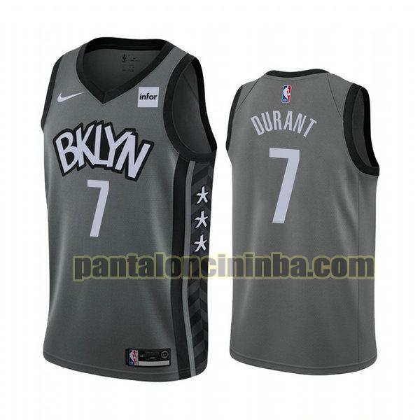 Canotta Uomo basket Kevin Durant 7 Brooklyn Nets Grigio City Edition 2020