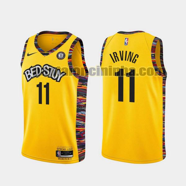 Canotta Uomo basket Kyrie Irving 11 Brooklyn Nets Giallo 2021-2022