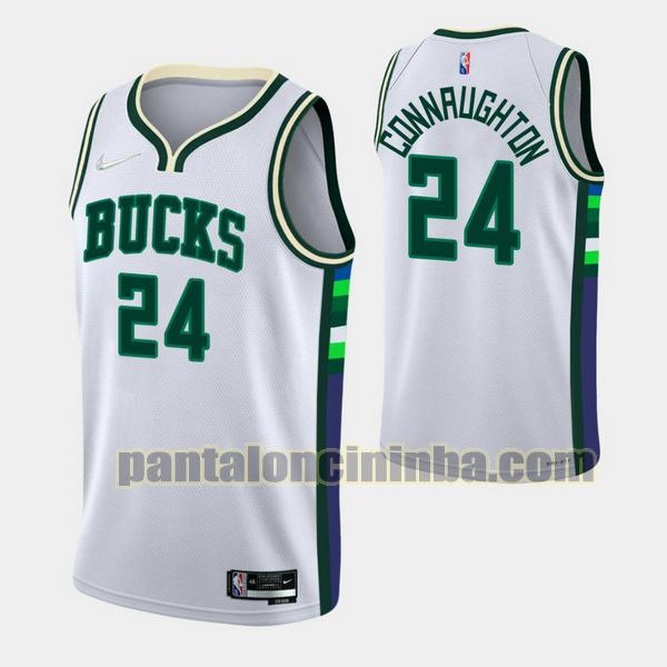 Canotta Uomo basket Pat Connaughton 24 Milwaukee Bucks Bianca 2021-2022