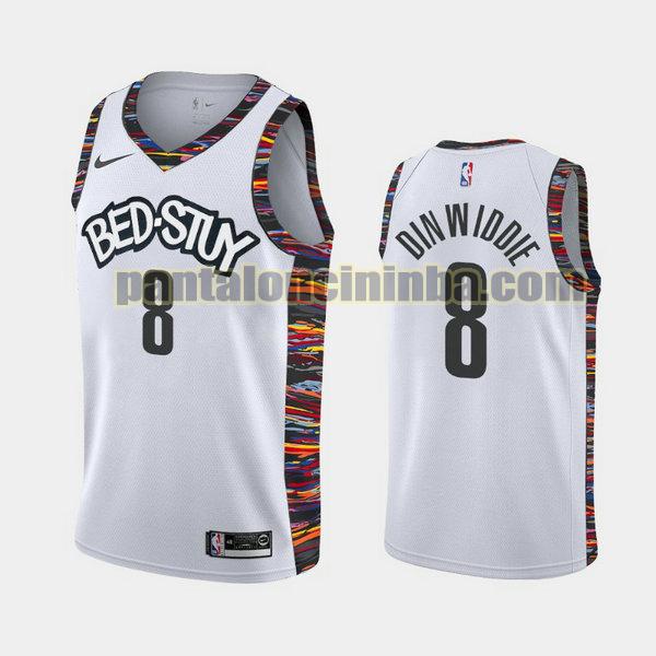 Canotta Uomo basket Spencer Dinwiddie 8 Brooklyn Nets Bianca City Edition 2020