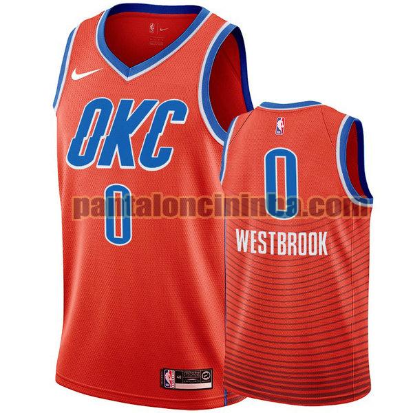 Canotta Uomo basket russell westbrook 0 Oklahoma City Thunder Arancia City Edition 2020