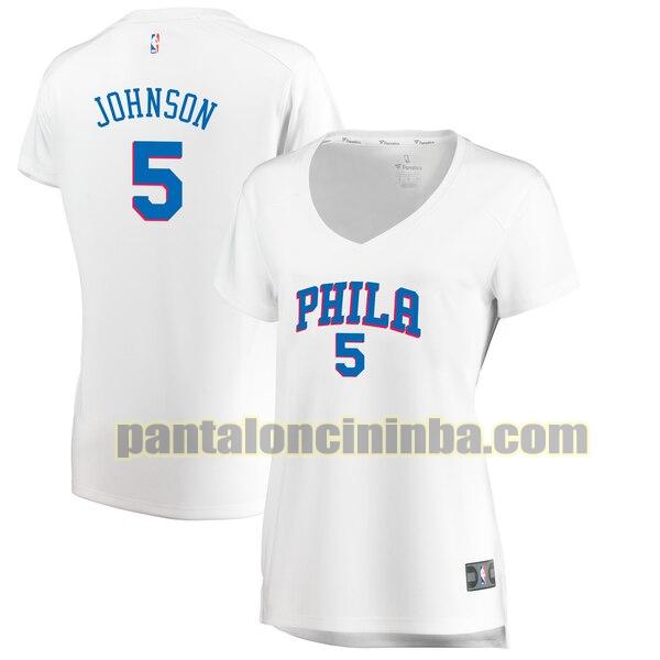 Maglia Donna basket Amir Johnson 5 Philadelphia 76ers Bianco association edition