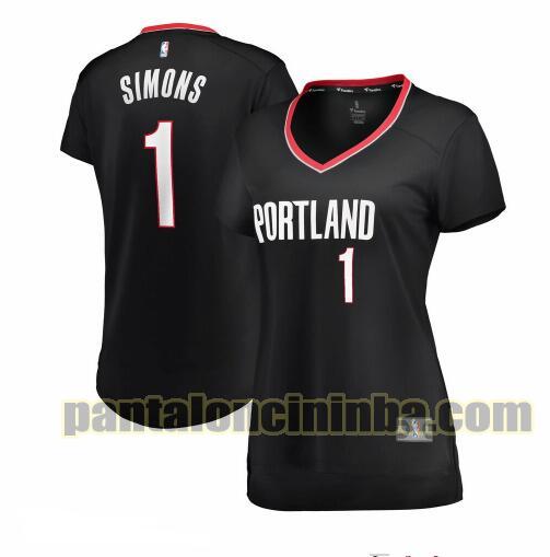 Maglia Donna basket Anfernee Simons 1 Portland Trail Blazers Nero icon edition