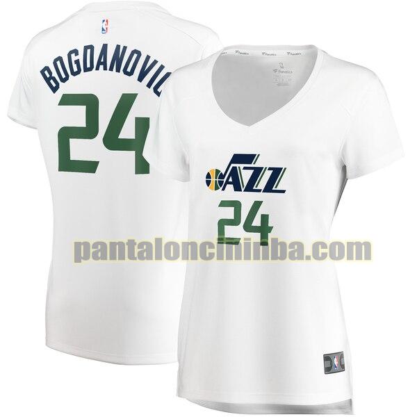 Maglia Donna basket Bojan Bogdanovic 24 Utah Jazz Bianco association edition