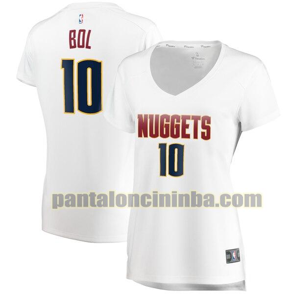 Maglia Donna basket Bol Bol 10 Denver Nuggets Bianco association edition