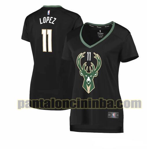 Maglia Donna basket Brook Lopez 11 Milwaukee Bucks Nero statement edition