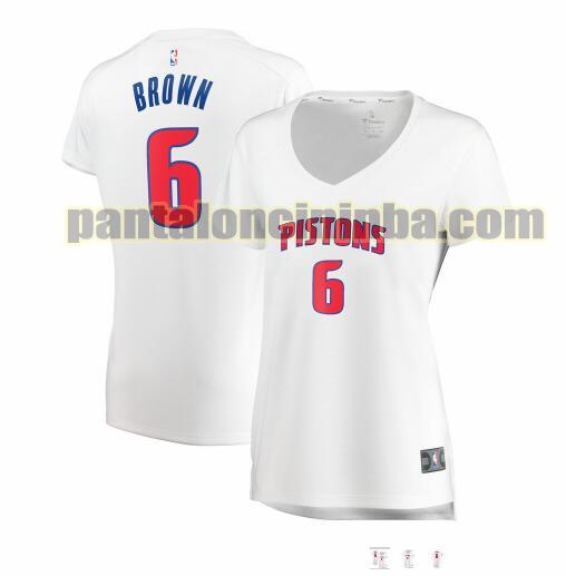 Maglia Donna basket Bruce Brown 6 Detroit Pistons Bianco association edition