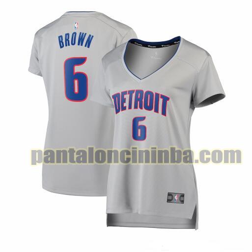 Maglia Donna basket Bruce Brown 6 Detroit Pistons Grigio statement edition