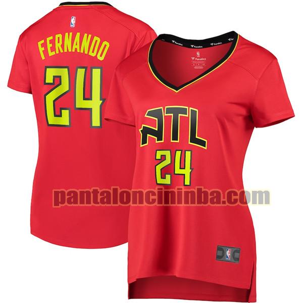 Maglia Donna basket Bruno Fernando 24 Atlanta Hawks Rosso statement edition