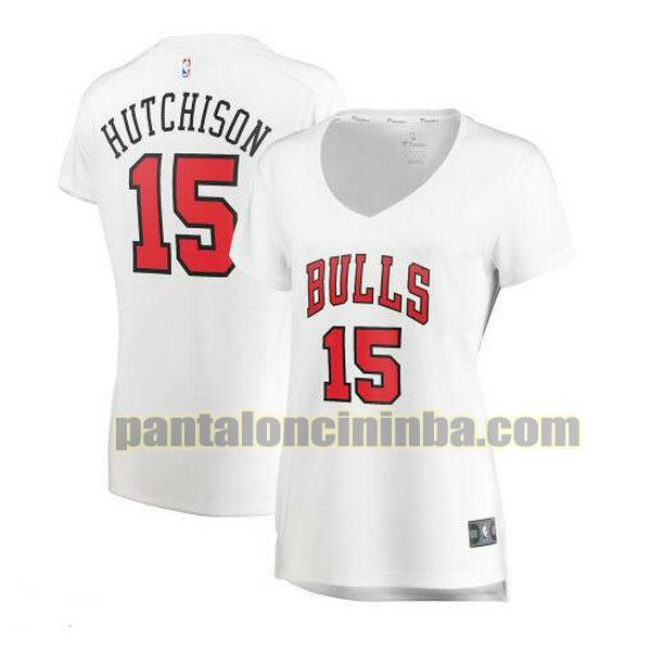 Maglia Donna basket Chandler Hutchison 15 Chicago Bulls Bianco association edition