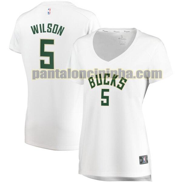 Maglia Donna basket D.J. Wilson 5 Milwaukee Bucks Bianco association edition