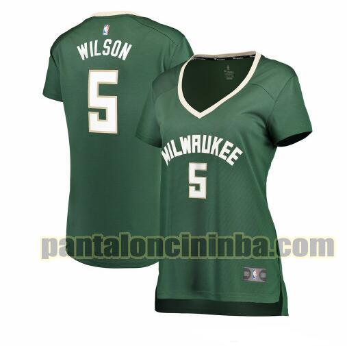 Maglia Donna basket D.J. Wilson 5 Milwaukee Bucks Verde icon edition