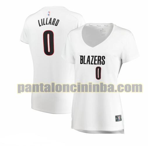 Maglia Donna basket Damian Lillard 0 Portland Trail Blazers Bianco association edition
