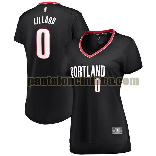 Maglia Donna basket Damian Lillard 0 Portland Trail Blazers Nero Iconico