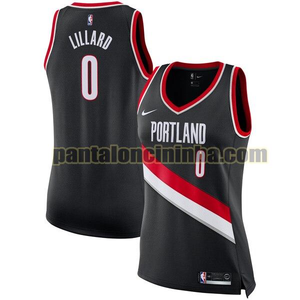 Maglia Donna basket Damian Lillard 0 Portland Trail Blazers Nero Nike icon edition