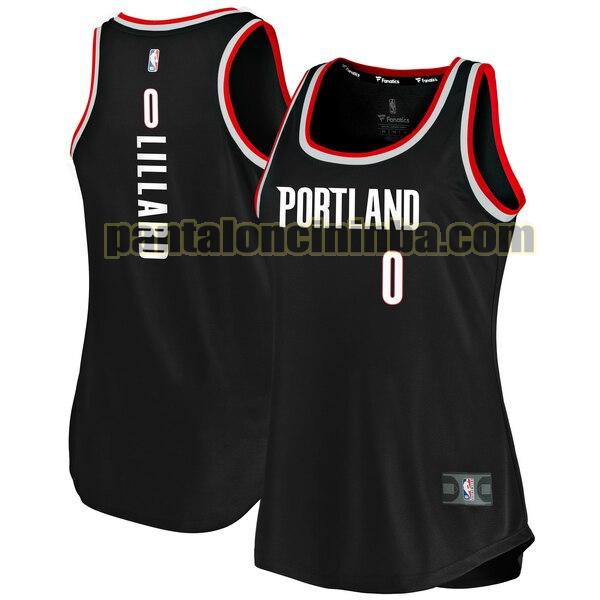 Maglia Donna basket Damian Lillard 0 Portland Trail Blazers Nero icon edition