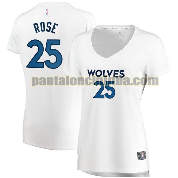 Maglia Donna basket Derrick Rose 25 Minnesota Timberwolves Bianco association edition