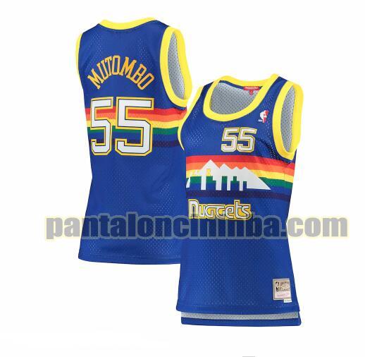 Maglia Donna basket Dikembe Mutombo 55 Denver Nuggets Blu hardwood classics