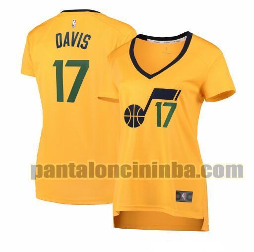 Maglia Donna basket Ed Davis 17 Utah Jazz Giallo statement edition