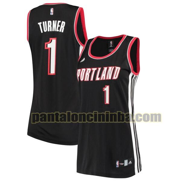 Maglia Donna basket Evan Turner 1 Portland Trail Blazers Nero Replica