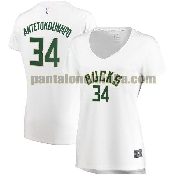 Maglia Donna basket Giannis Antetokounmpo 34 Milwaukee Bucks Bianco association edition