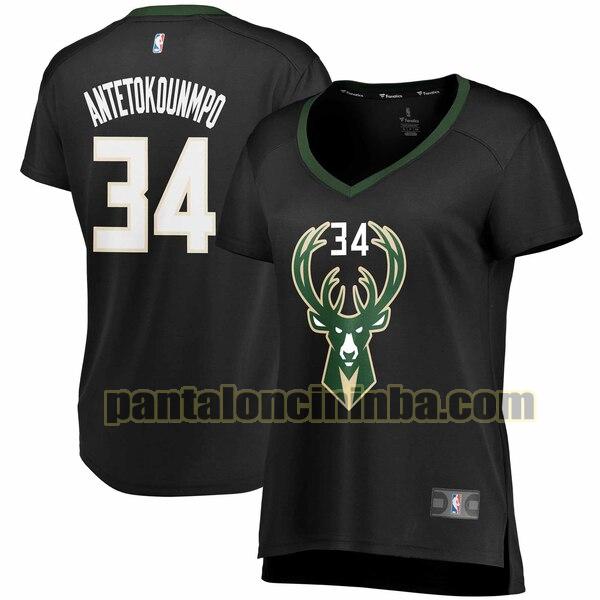 Maglia Donna basket Giannis Antetokounmpo 34 Milwaukee Bucks Nero statement edition