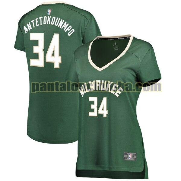 Maglia Donna basket Giannis Antetokounmpo 34 Milwaukee Bucks Verde icon edition