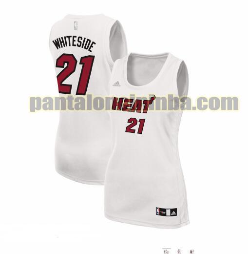 Maglia Donna basket Hassan Whiteside 21 Miami Heat Bianco Replica de moda