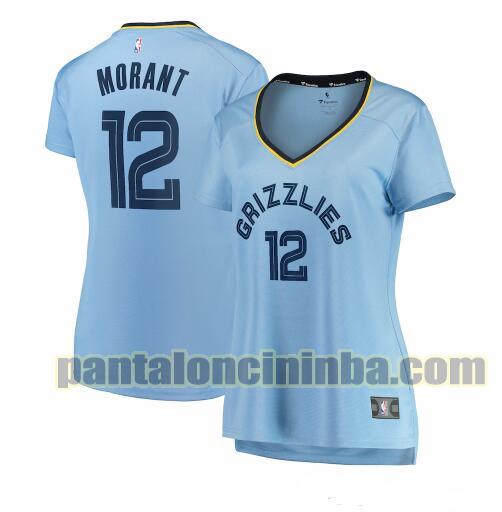 Maglia Donna basket Ja Morant 12 Memphis Grizzlies Blu 2019-2020 statement edition