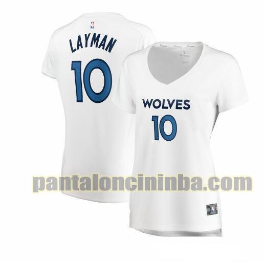 Maglia Donna basket Jake Layman 10 Minnesota Timberwolves Bianco association edition