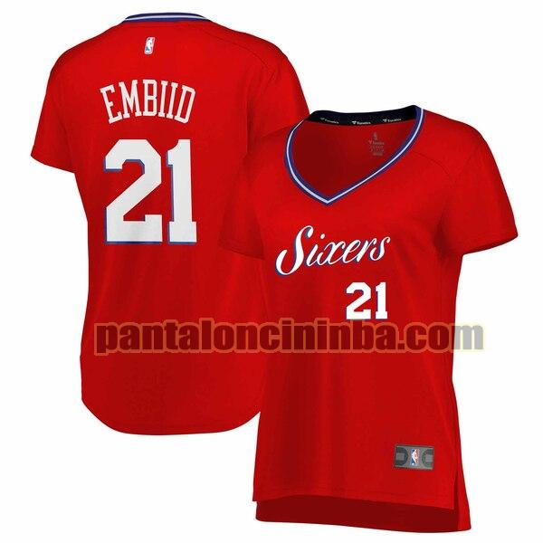 Maglia Donna basket Joel Embiid 21 Philadelphia 76ers Rosso statement edition