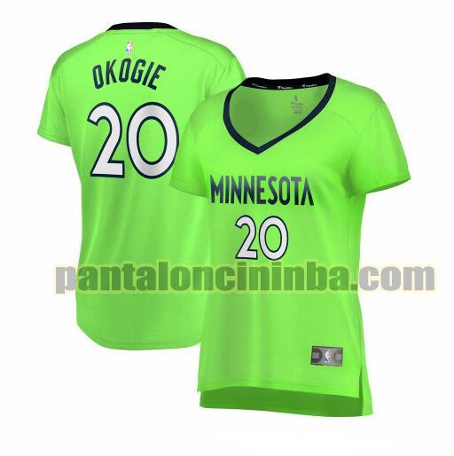 Maglia Donna basket Josh Okogie 20 Minnesota Timberwolves Verde statement edition